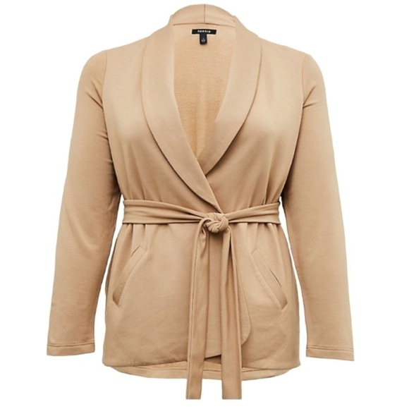 Torrid Women’s Tan Knit Tie Waist Blazer 3X NWT - Picture 3 of 15